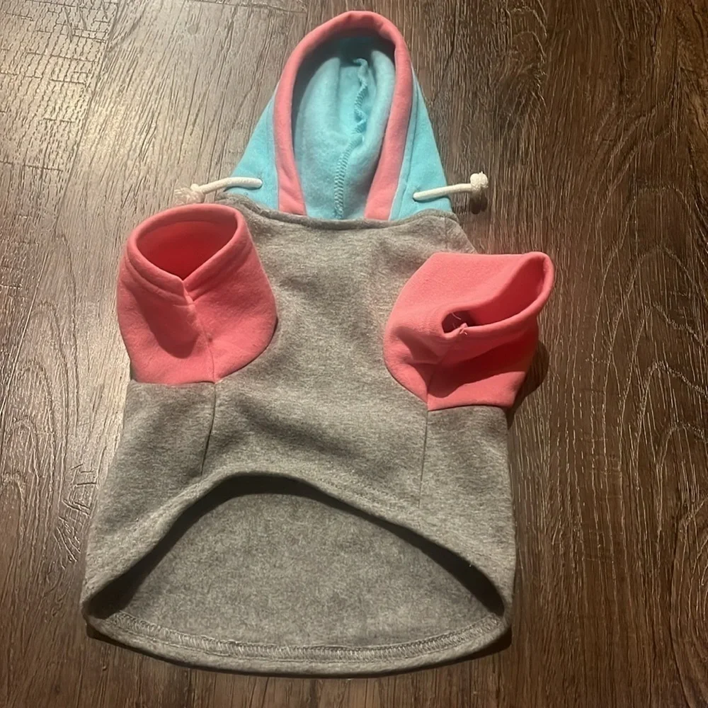 small dog grey hooded sweatshirt